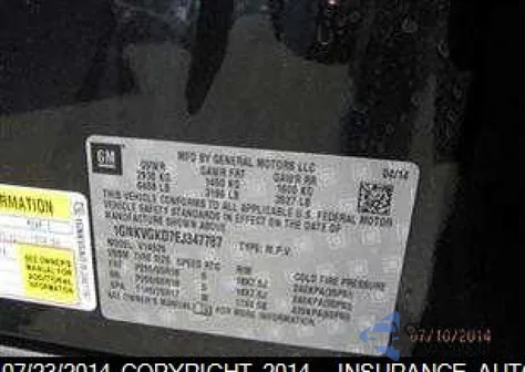 2014 Chevrolet Traverse Lt из США, поврежденный, VIN 1GNKVGKD7EJ347787